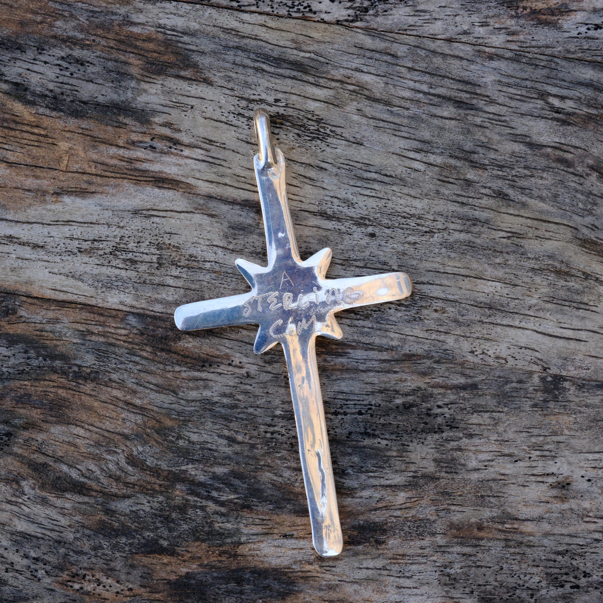 Vintage Sterling Silver Sand Cast Cross Pendant