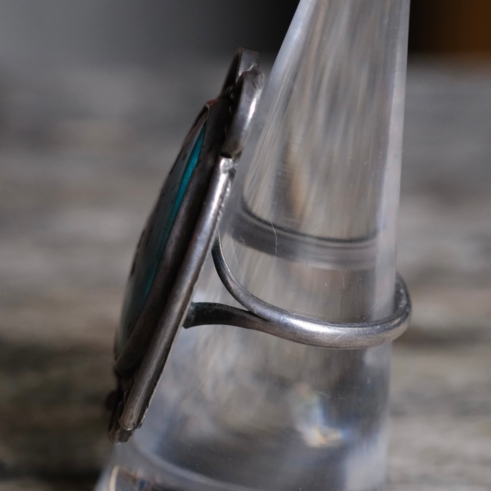 Vintage Sterling Turquoise Roper Ring 7.25