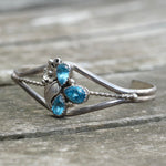 Vintage Sterling Blue Gem Feather Cuff