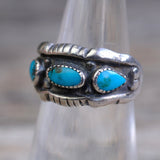 Vintage Sterling 3-Stone Turquoise Ring 5.75