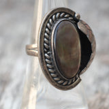 Vintage Sterling mother Of Pearl Feather Ring 6.75