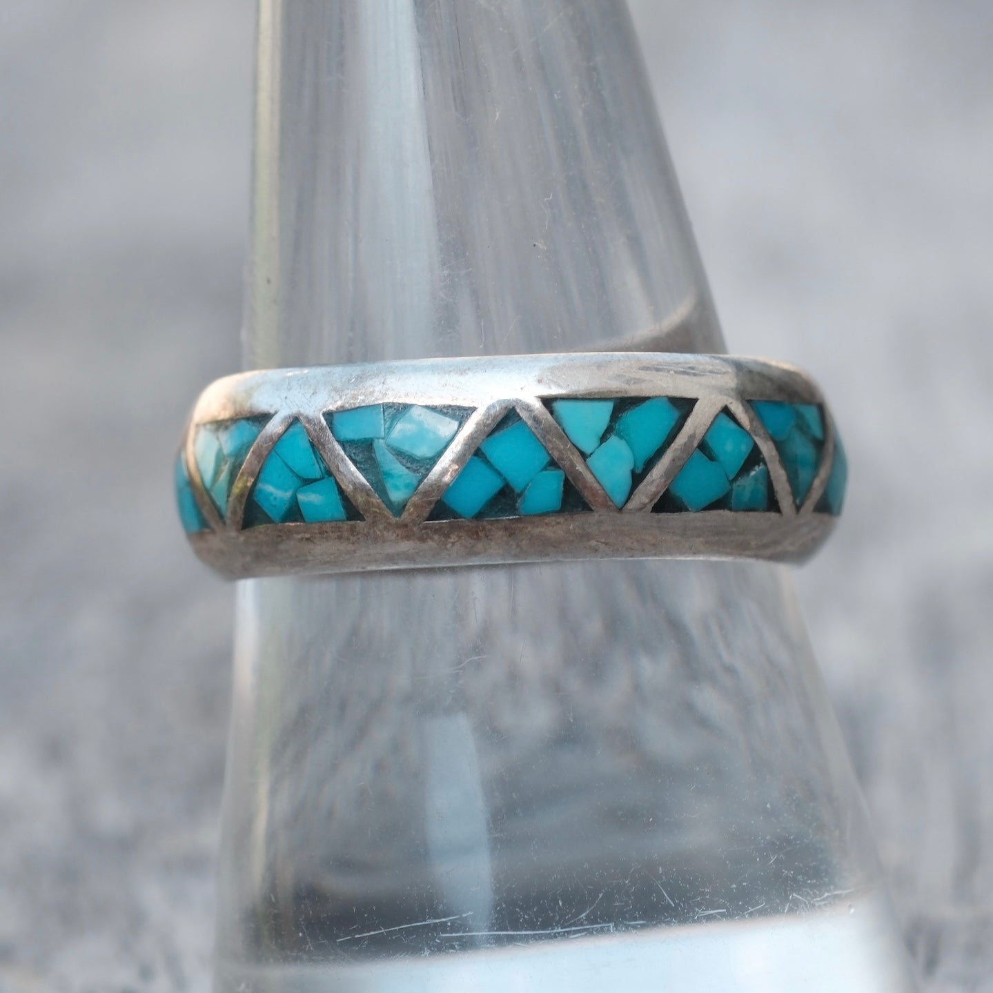 Vintage Sterling Turquoise Band Ring 9