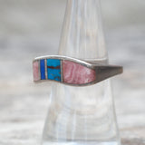 Vintage Sterling Multistone Inlay Band 6.75