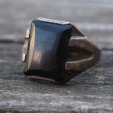 Vintage Sterling Onyx Signet Ring 10