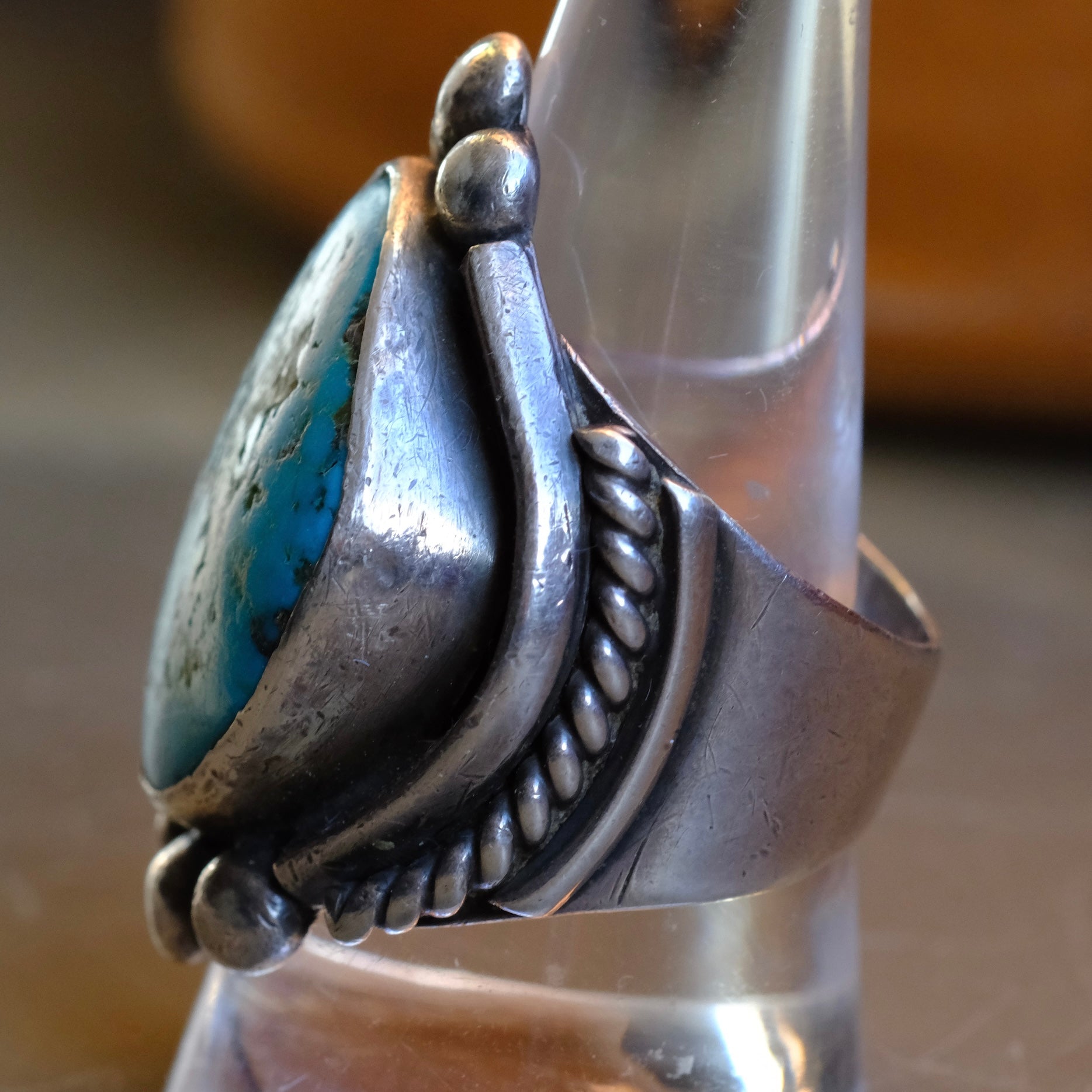 Vintage Sterling Turquoise Ring 10.75