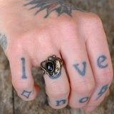 Vintage Sterling Onyx Feather Ring 5