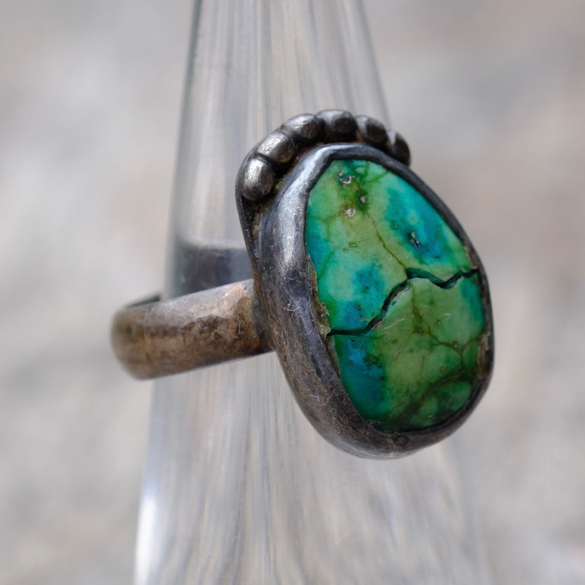 Vintage Sterling Turquoise Ring 4.5