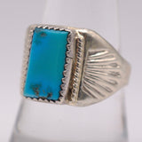 Vintage Sterling Turquoise Stamped Band Ring 9.75