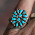 Vintage Sterling Turquoise Cluster Ring 6.5