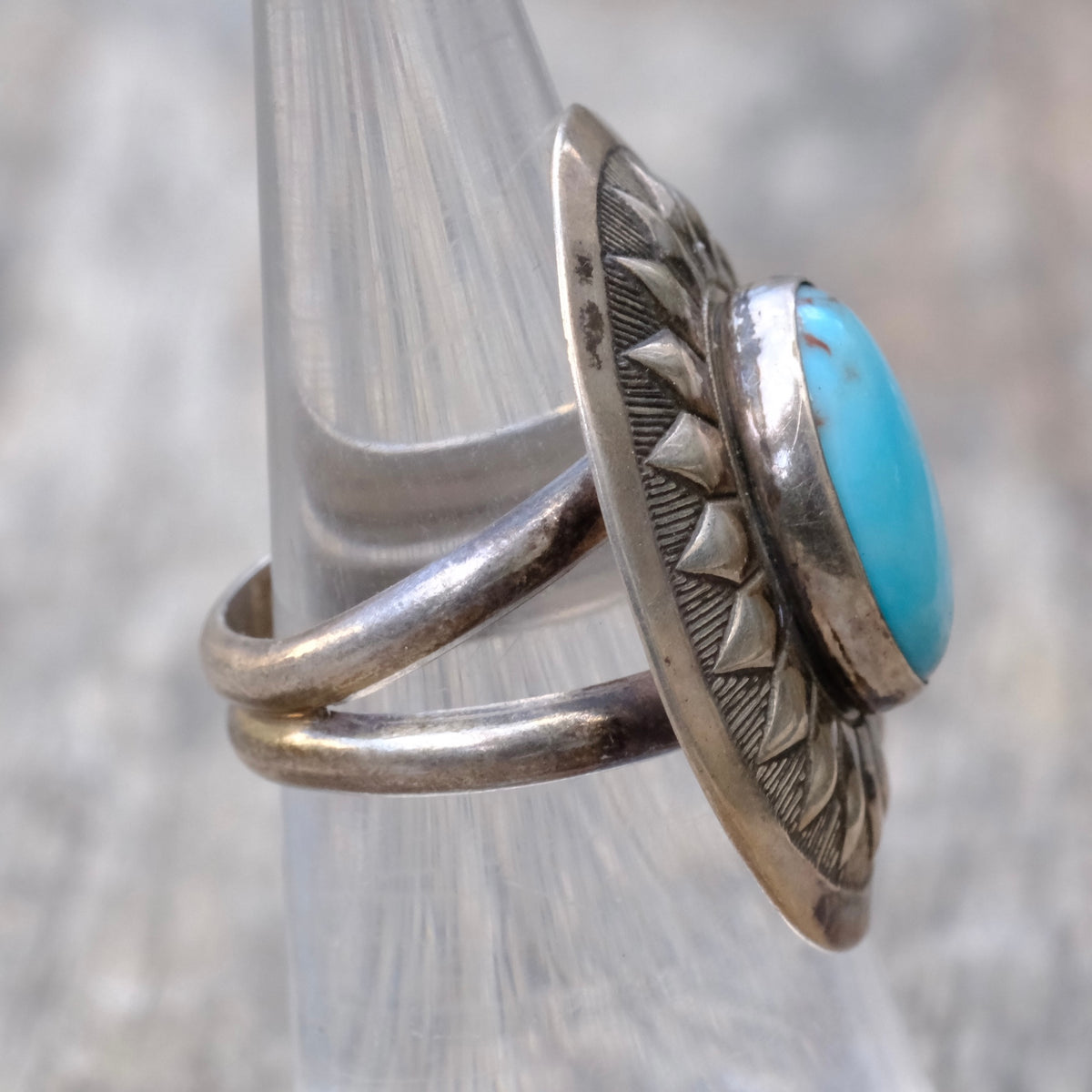 Vintage Sterling Turquoise Sun Burst Ring 5