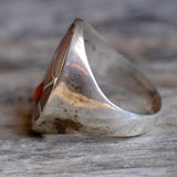 Vintage Sterling Spiny Oyster Spiderweb Inlay Ring 9