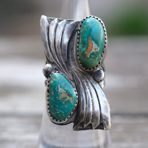 Vintage Sterling 2-Stone Turquoise Ring 6