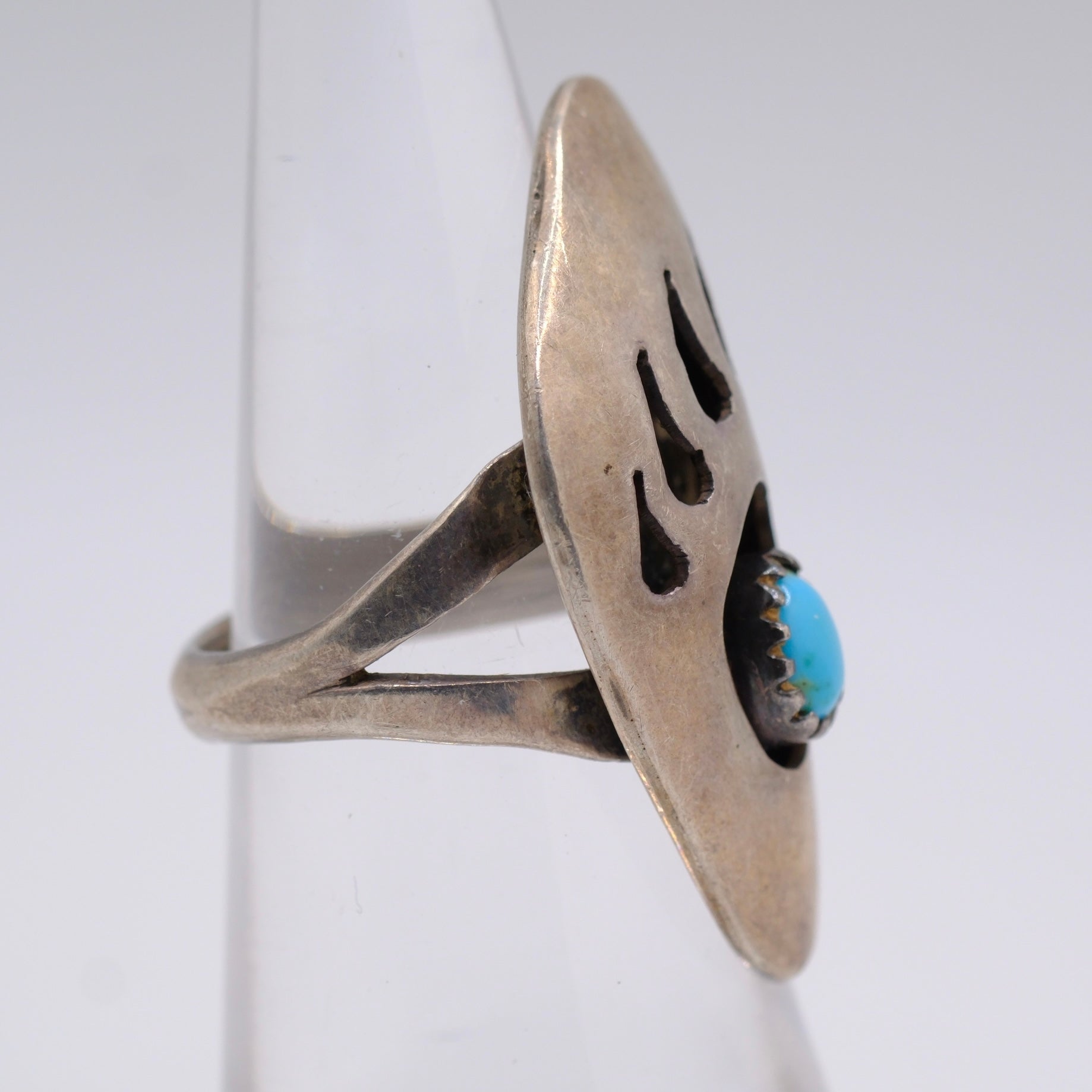 Vintage Sterling Turquoise Bear Paw Ring 5.5