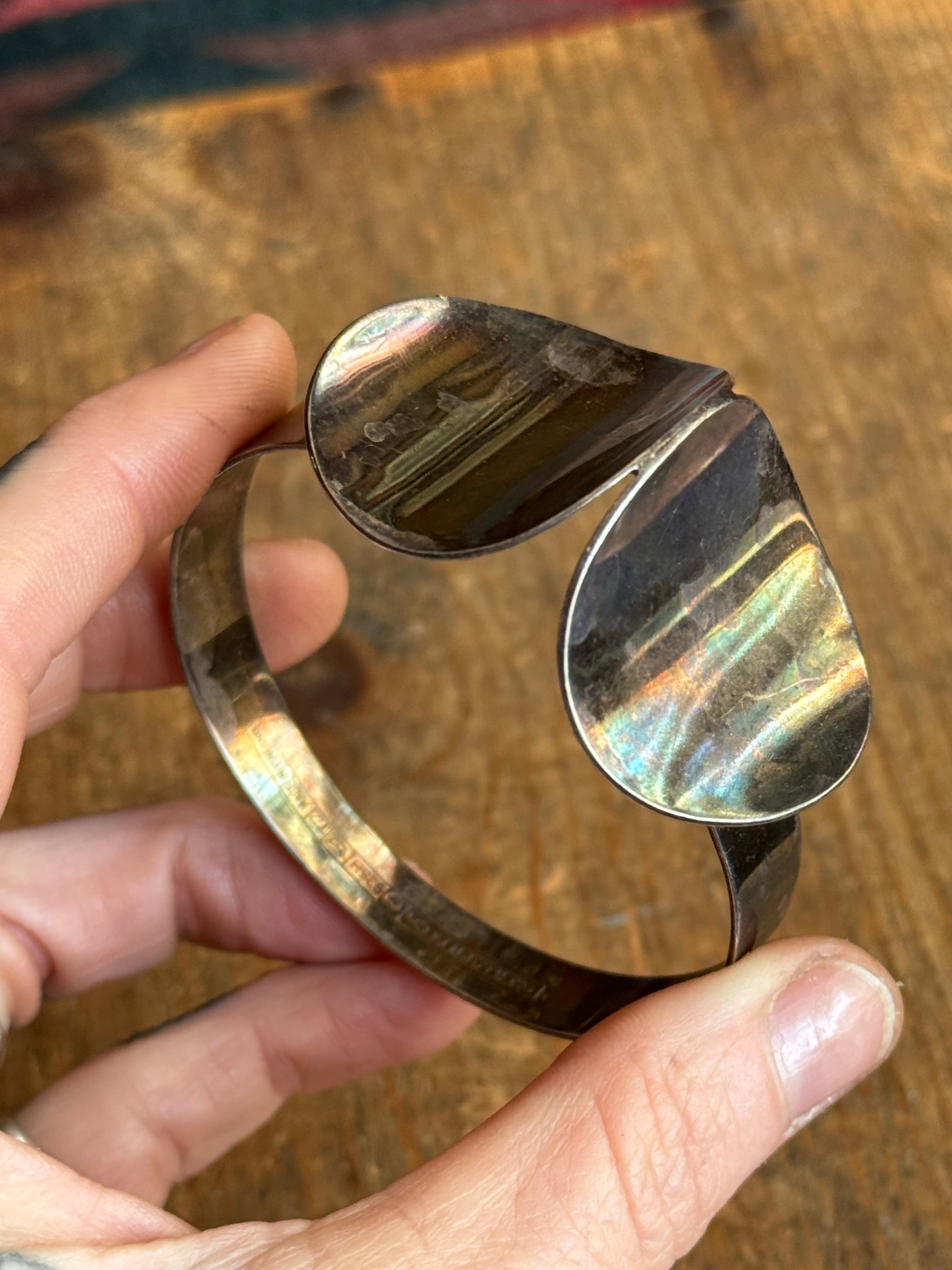 Vintage Sterling Silver Modernist Circle Bracelet E. GRANIT &CO.