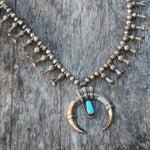 Vintage Sterling Turquoise Squash Blossom Necklace