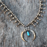 Vintage Sterling Turquoise Squash Blossom Necklace
