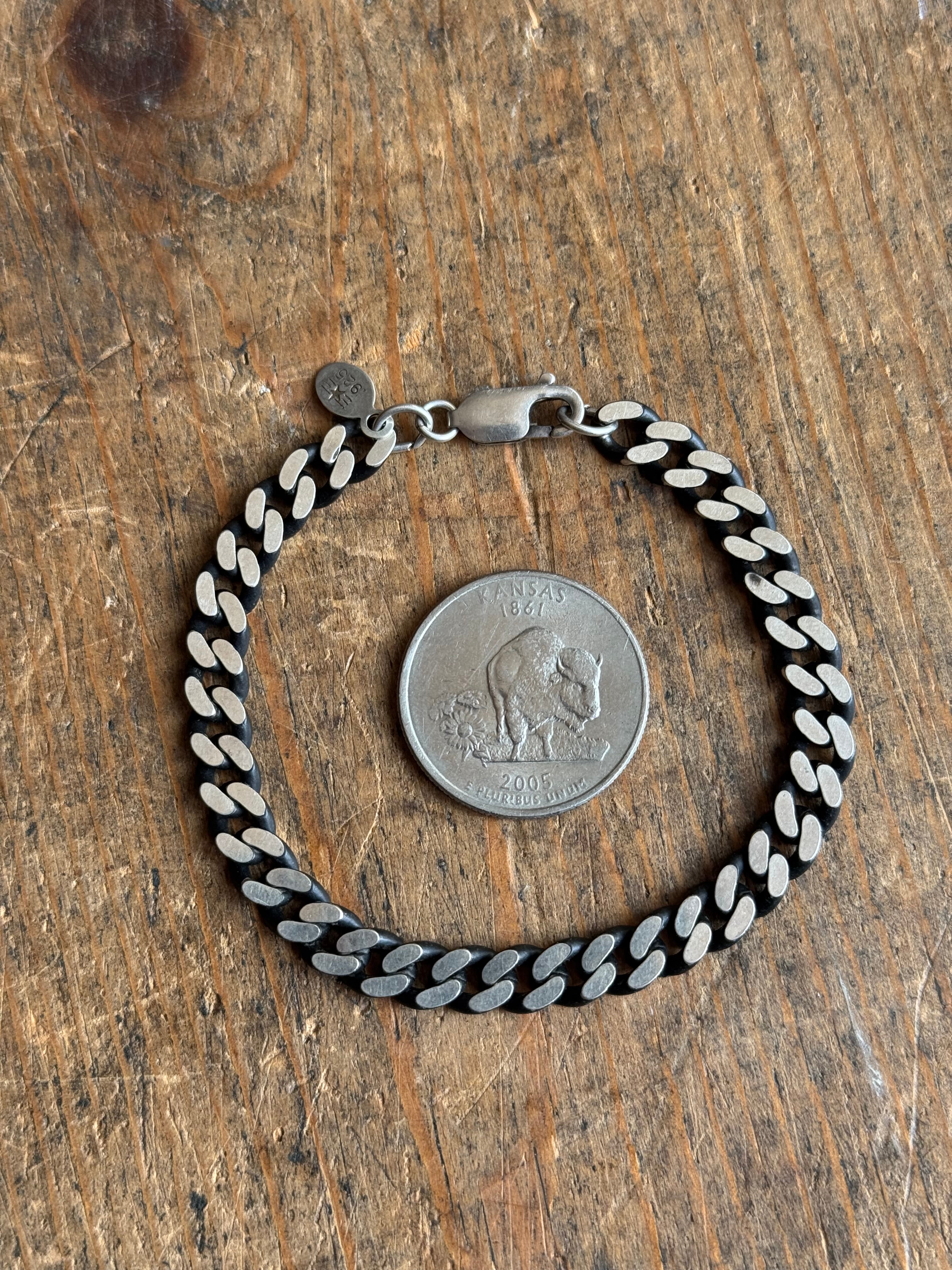 Vintage Sterling Silver 6.75” Flat Curb Chain Bracelet