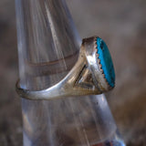 Vintage Sterling Turquoise Stamped Band Ring 7.75