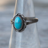 Vintage Sterling Turquoise Roper Ring 5