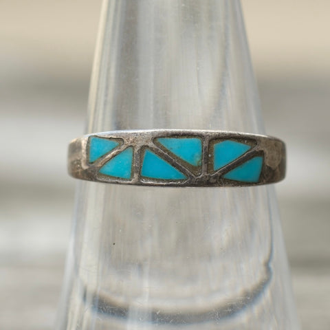 Vintage Sterling Turquoise Inlay Band 7
