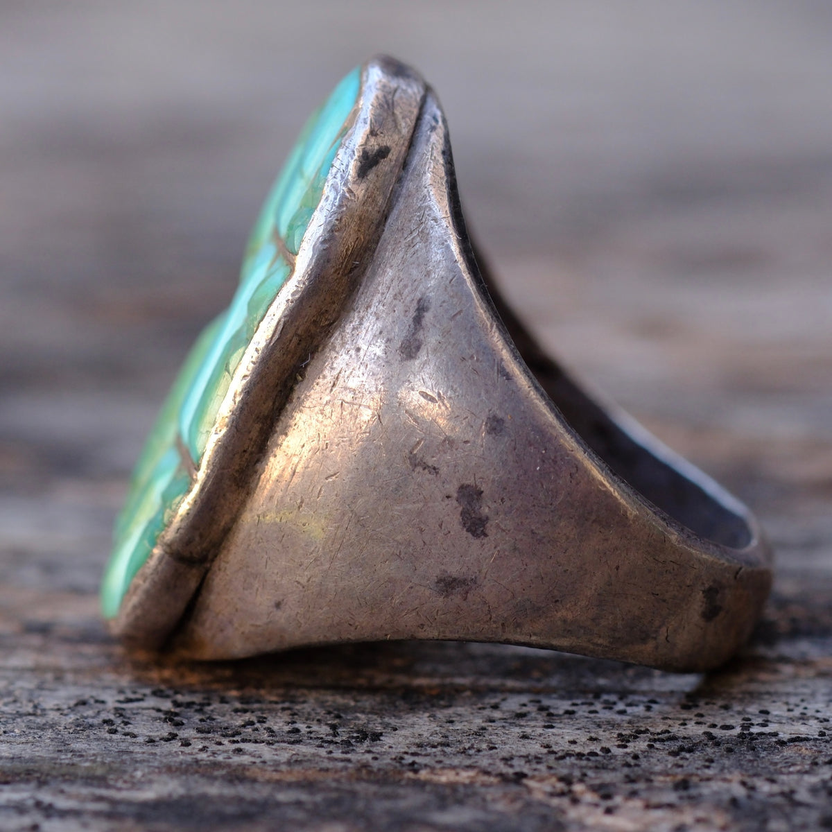 Vintage Sterling Turquoise Inlay Ring 11.5