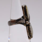 Vintage Sterling 2-Stone Mother Of Pearl Ring 3.25