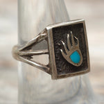 Vintage Sterling Turquoise Bear Paw Ring 7.5
