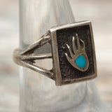 Vintage Sterling Turquoise Bear Paw Ring 7.5