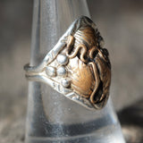 Vintage Sterling and Copper Feathers Ring 8