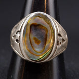Vintage Sterling Abalone Thunderbird Ring 10.75