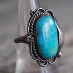 Vintage Sterling Turquoise Feather Ring 7.5