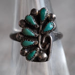 Vintage Sterling Turquoise Petit Point Ring 6.25