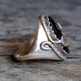 Vintage Sterling Effie C Zuni Onyx Snake Ring 9.5