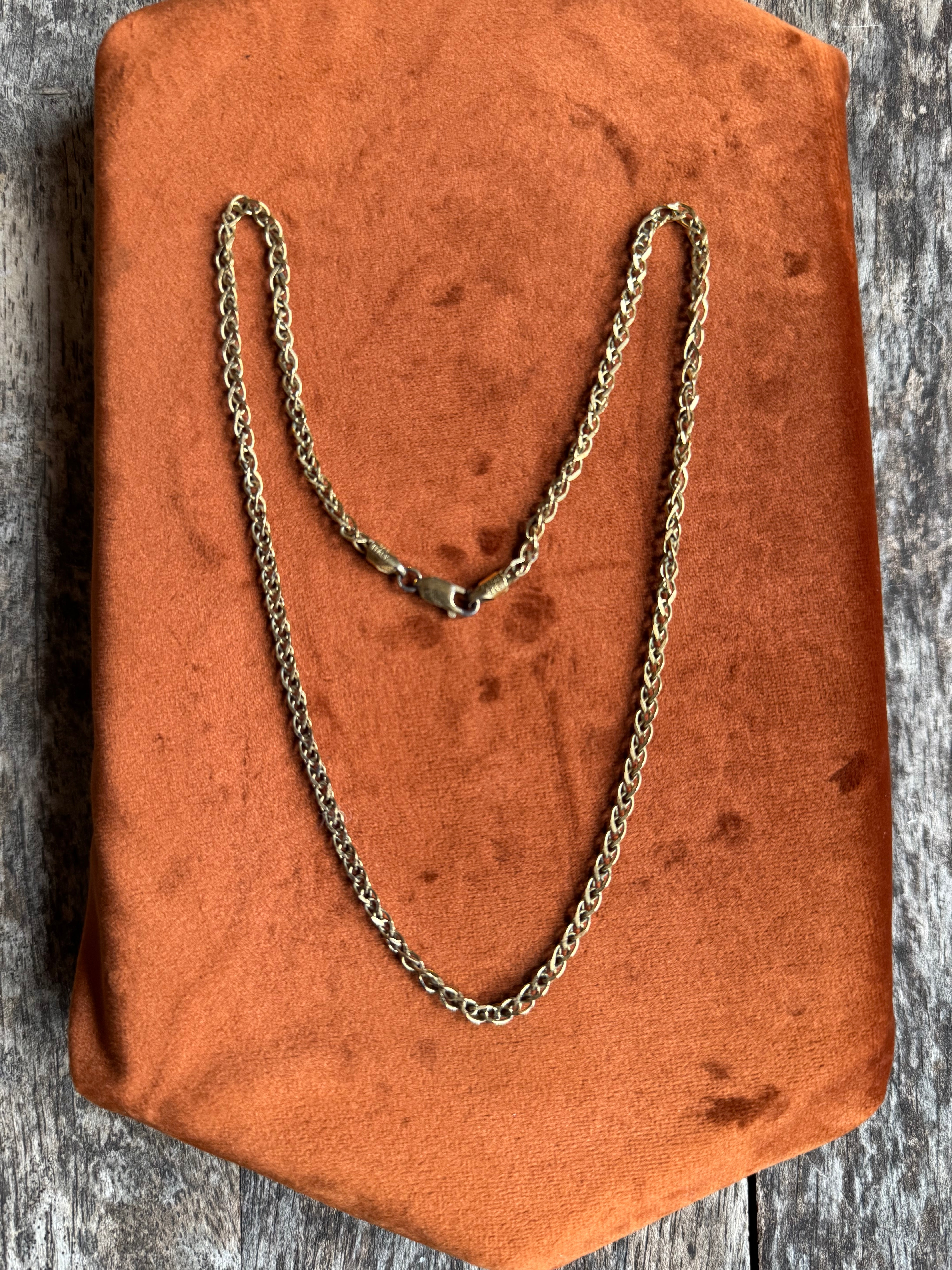 Vintage Sterling Silver Gold Tone 18” Braided Chain