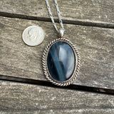 Vintage Sterling Blue Cats Eye Roper Necklace