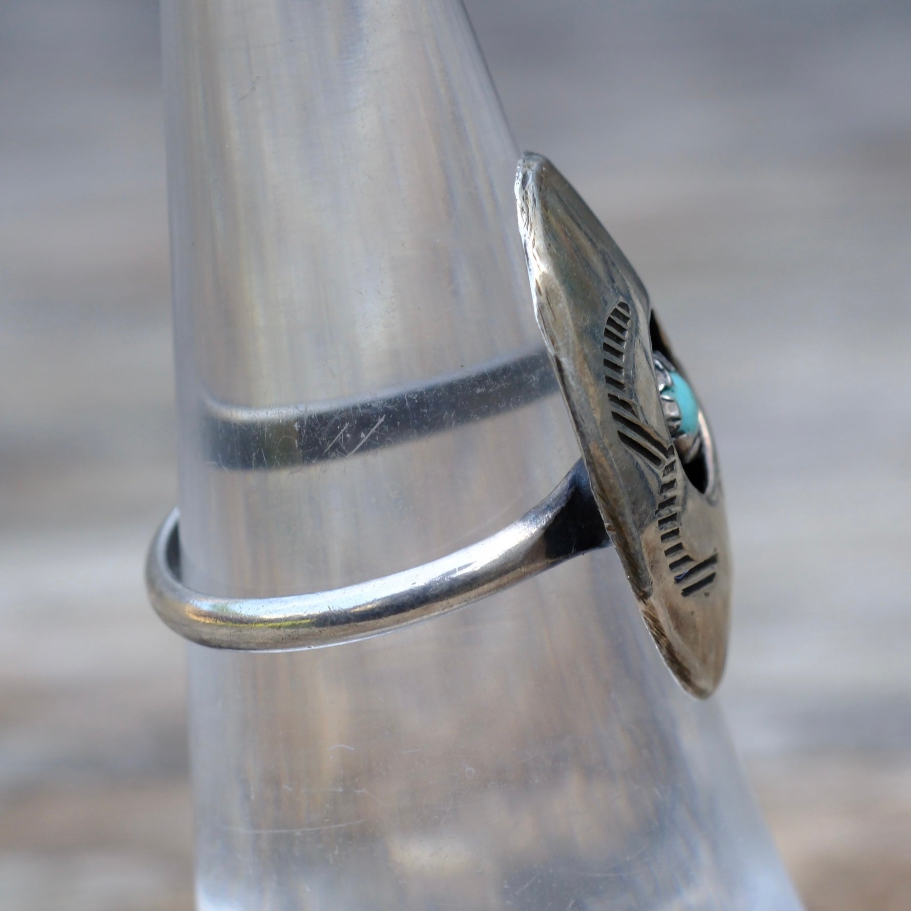 Vintage Sterling Turquoise Shadowbox Ring 6