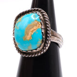 Vintage Sterling Turquoise Roper Ring 5.75
