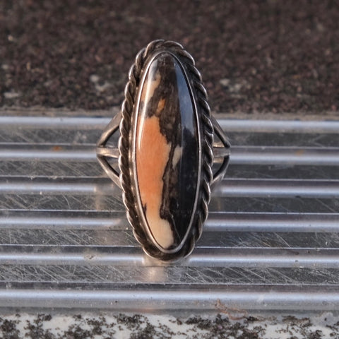 Vintage Sterling Petrified Wood Ring 5.75