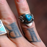 Vintage Sterling Turquoise Feather Ring 4
