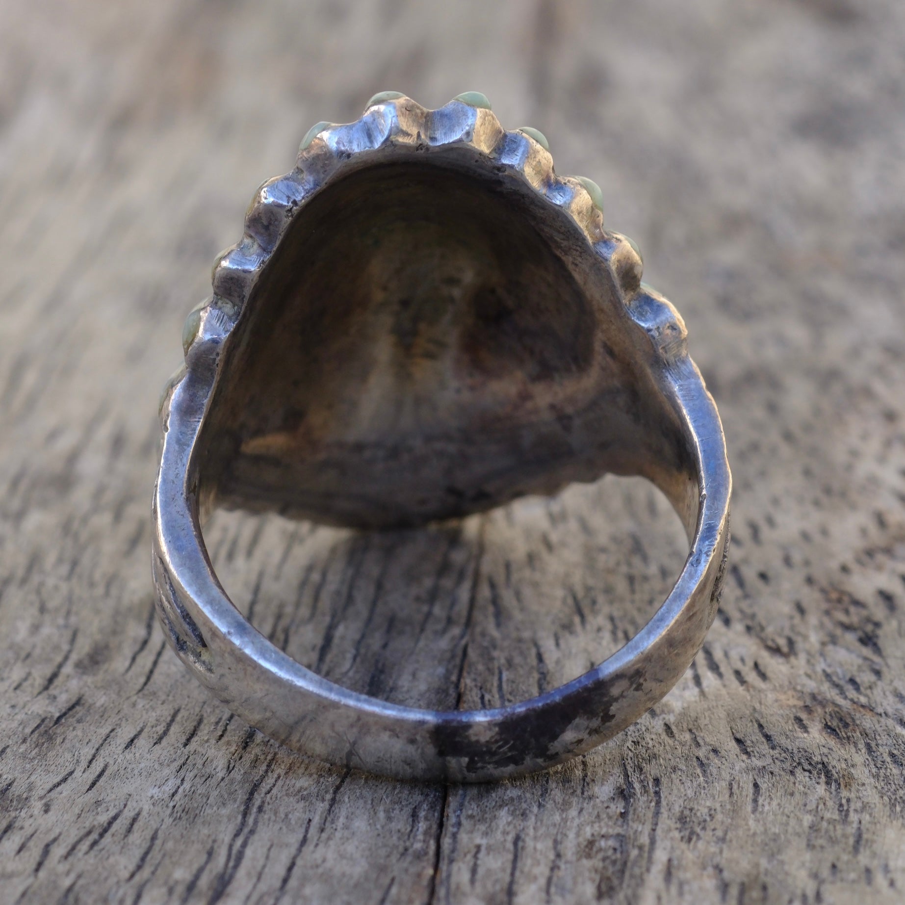 Vintage Sterling Big Chief Inlay Ring 11.25