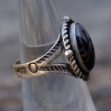 Vintage Sterling Petrified Wood Stamped Band Ring 5.5