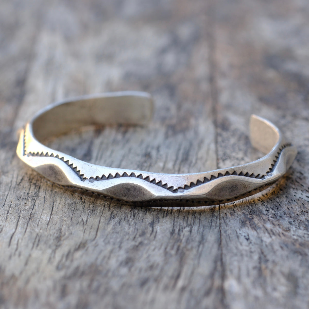 Vintage Sterling Silver Stamped Cuff Bracelet