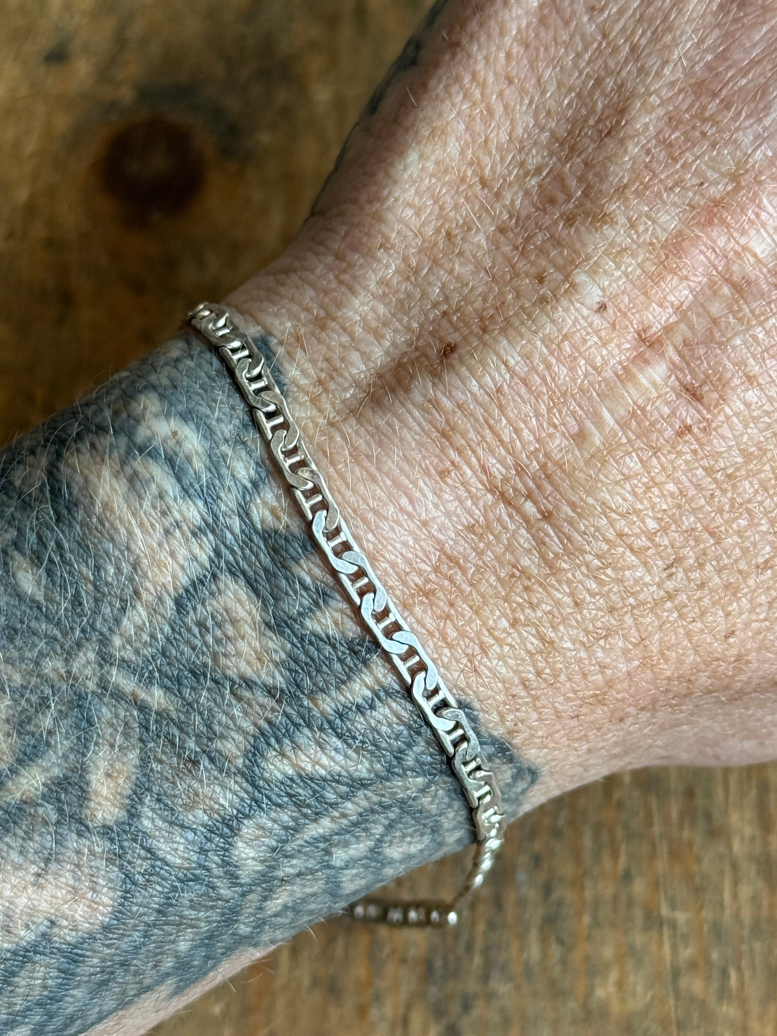 Vintage Sterling Silver 9.25” Mariner Link Chain Bracelet