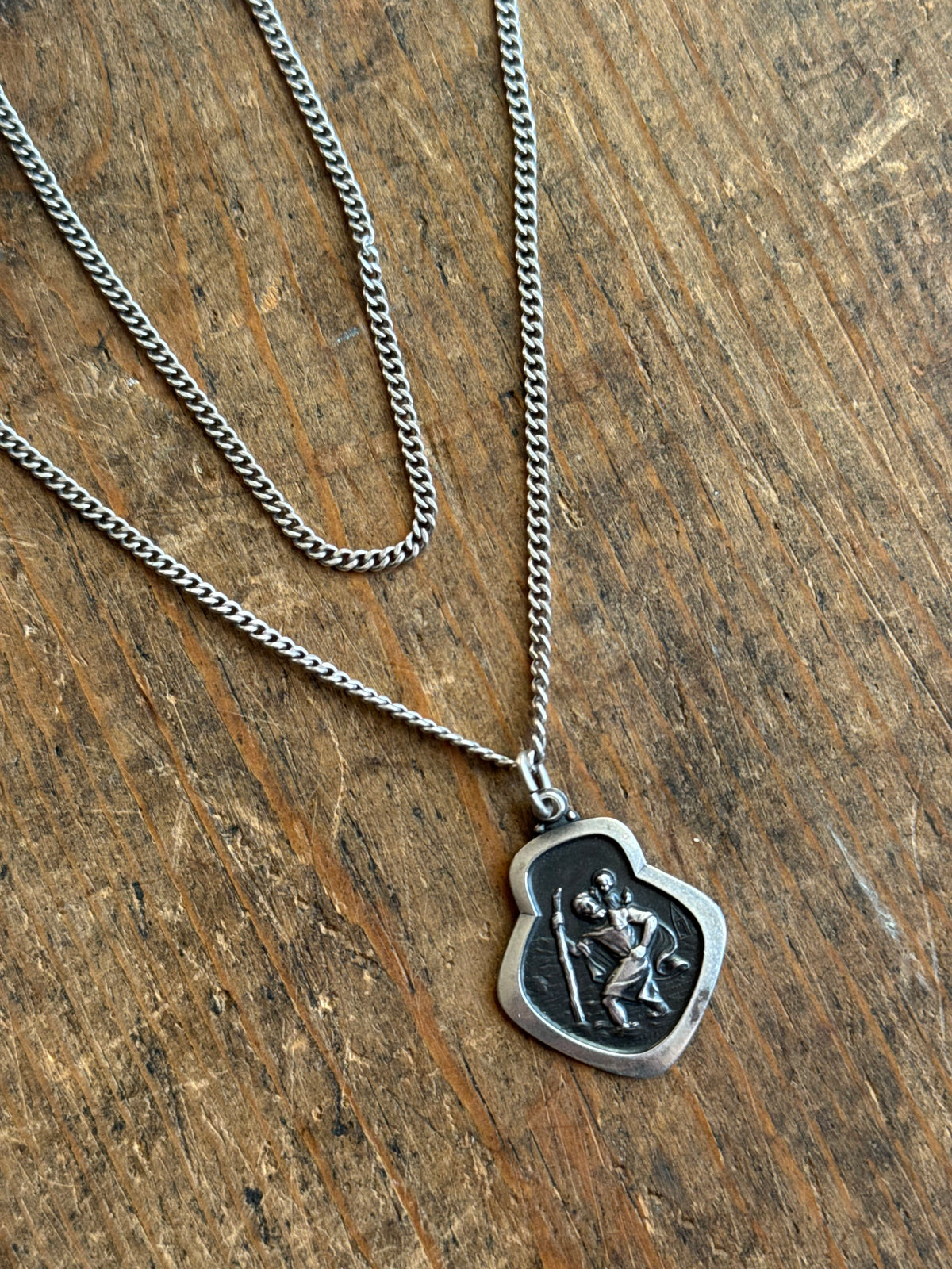 Vintage Sterling Silver St. Christopher Necklace
