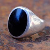 Vintage Sterling Onyx Signet Ring 7.5