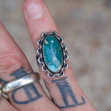 Vintage Sterling Turquoise Chain Ring 4.25