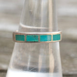 Vintage Sterling Turquoise Inlay Band 8.5