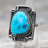 Vintage Sterling Turquoise Roper Ring 5