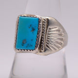 Vintage Sterling Turquoise Stamped Band Ring 8.75