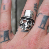 Vintage White Bronze Biker Ring 9